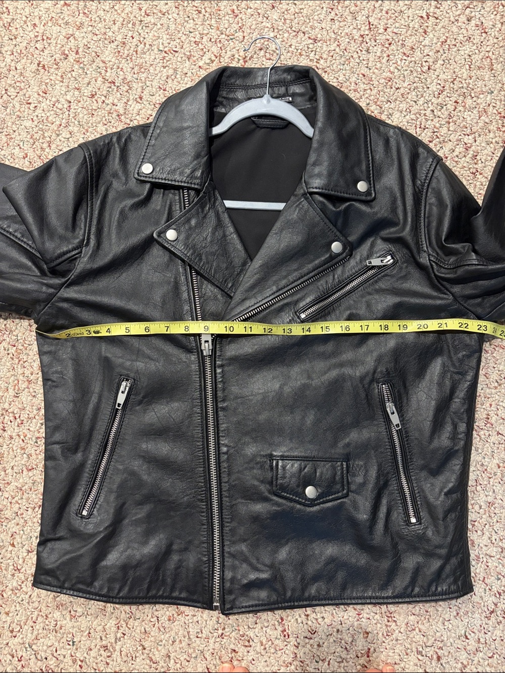 ZARA Black Leather Bomber-Style Biker Jacket - Picture 2 of 5